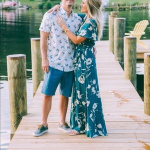 Green floral wrap dress-Revolve